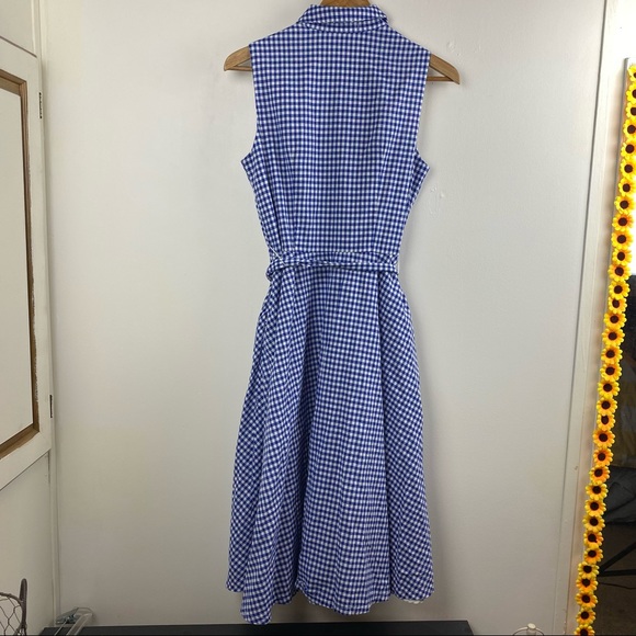 Be by Chetta B Gingham Midi Collared Button Up Shirt Dress Preppy - Picture 2 of 11